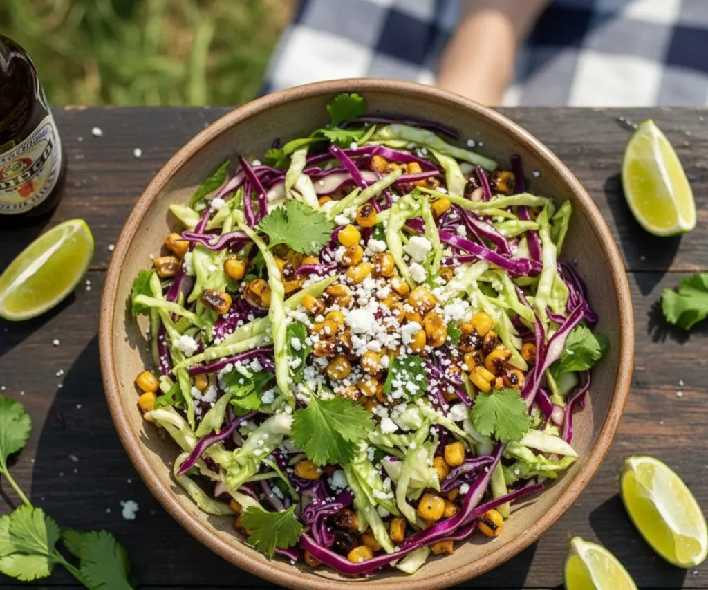 Mexican Street Slaw Recipe! Easy, Creamy & Perfect for Tacos Mexican street slaw with cabbage, charred corn, cotija cheese and lime