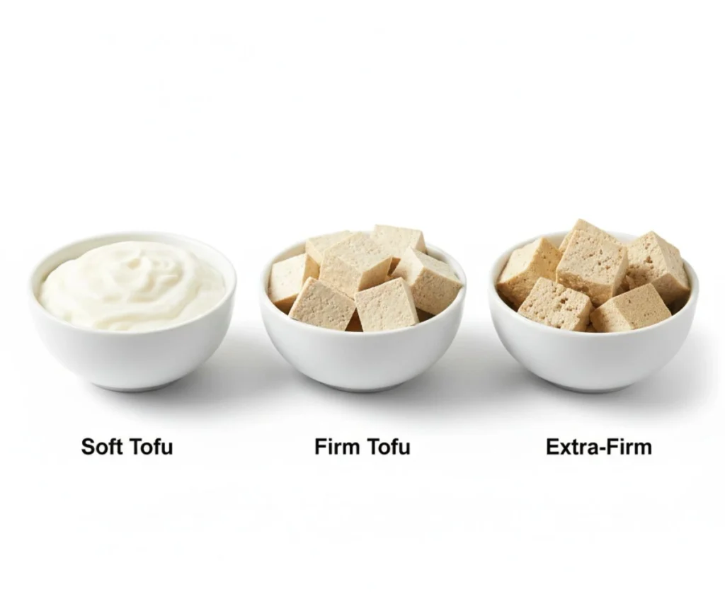 Soft, firm, and extra-firm tofu comparison for tofu hash recipe