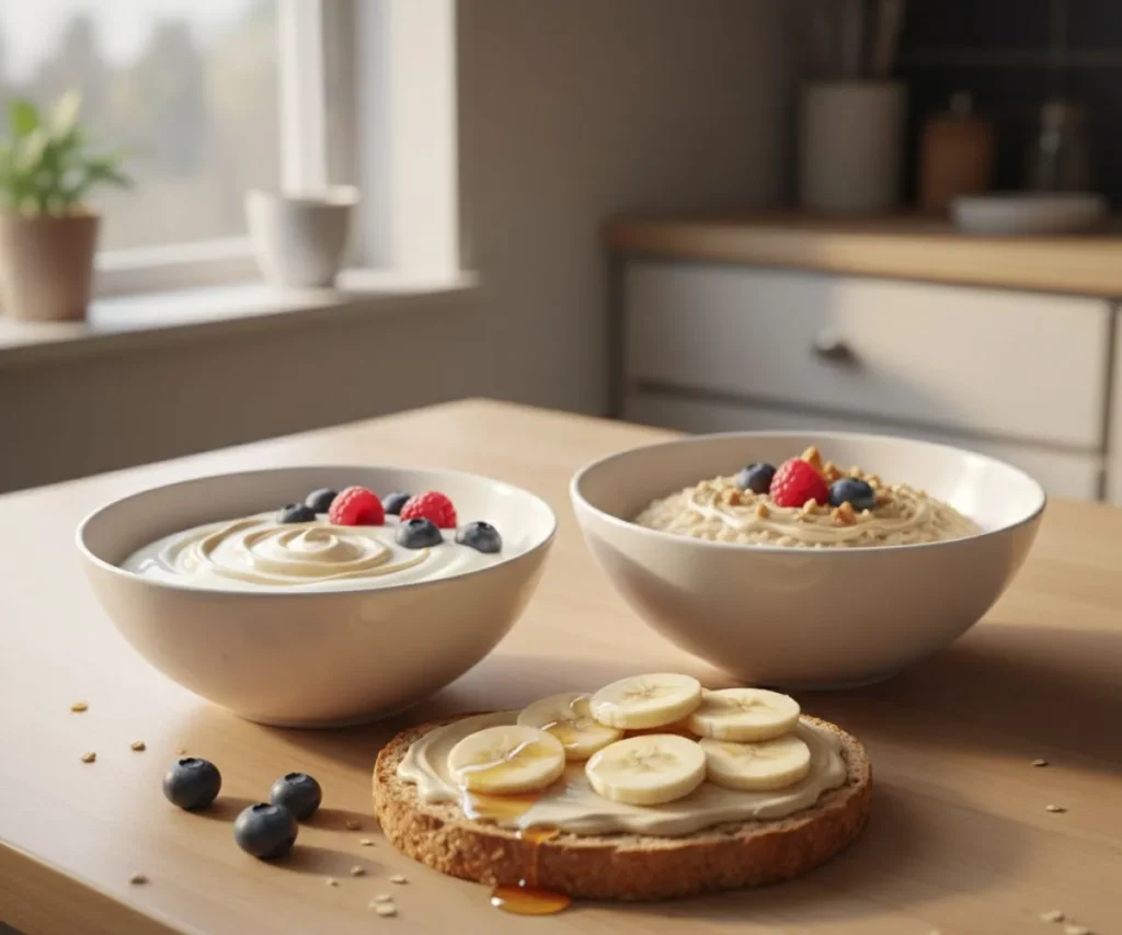 Healthy salmon rice power bowl with brown rice and vegetables