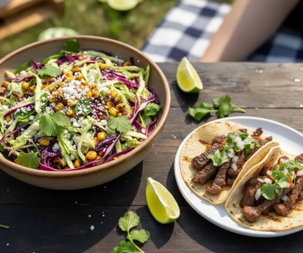 Mexican street slaw served with grilled tacos