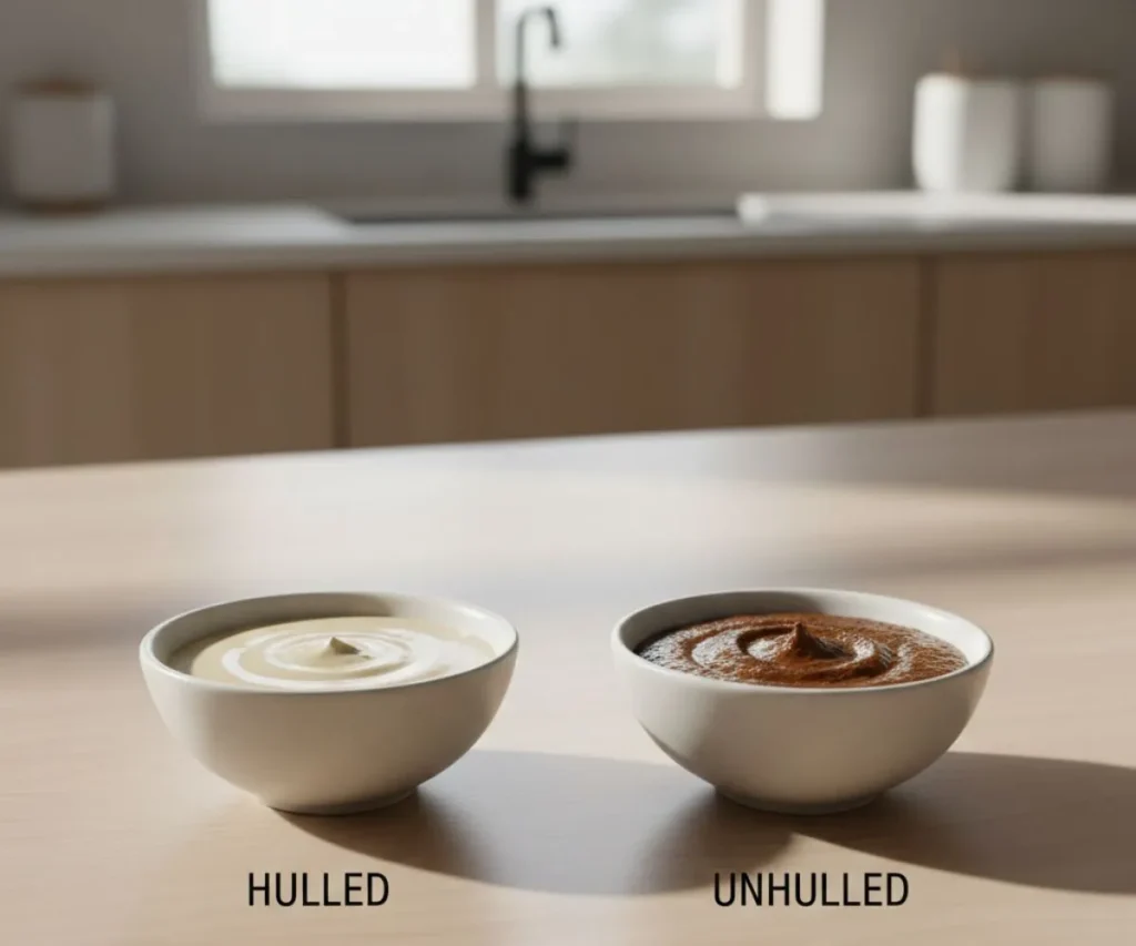 Hulled vs unhulled tahini comparison