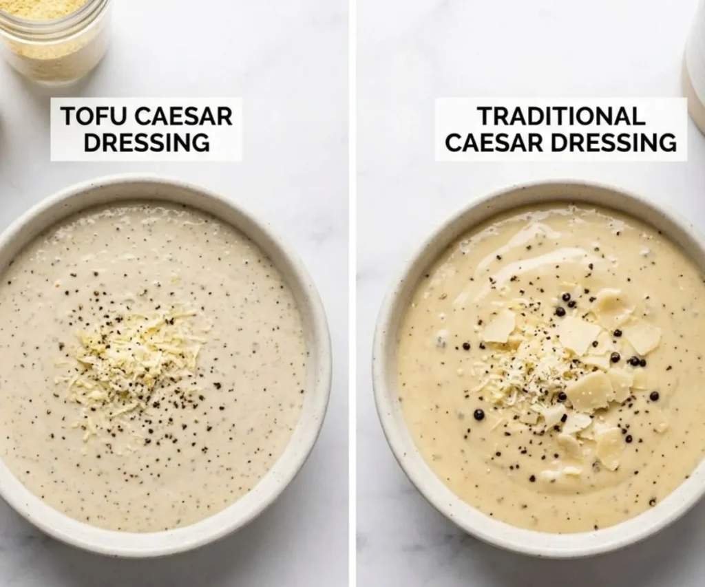 Tofu caesar dressing compared to traditional caesar dressing